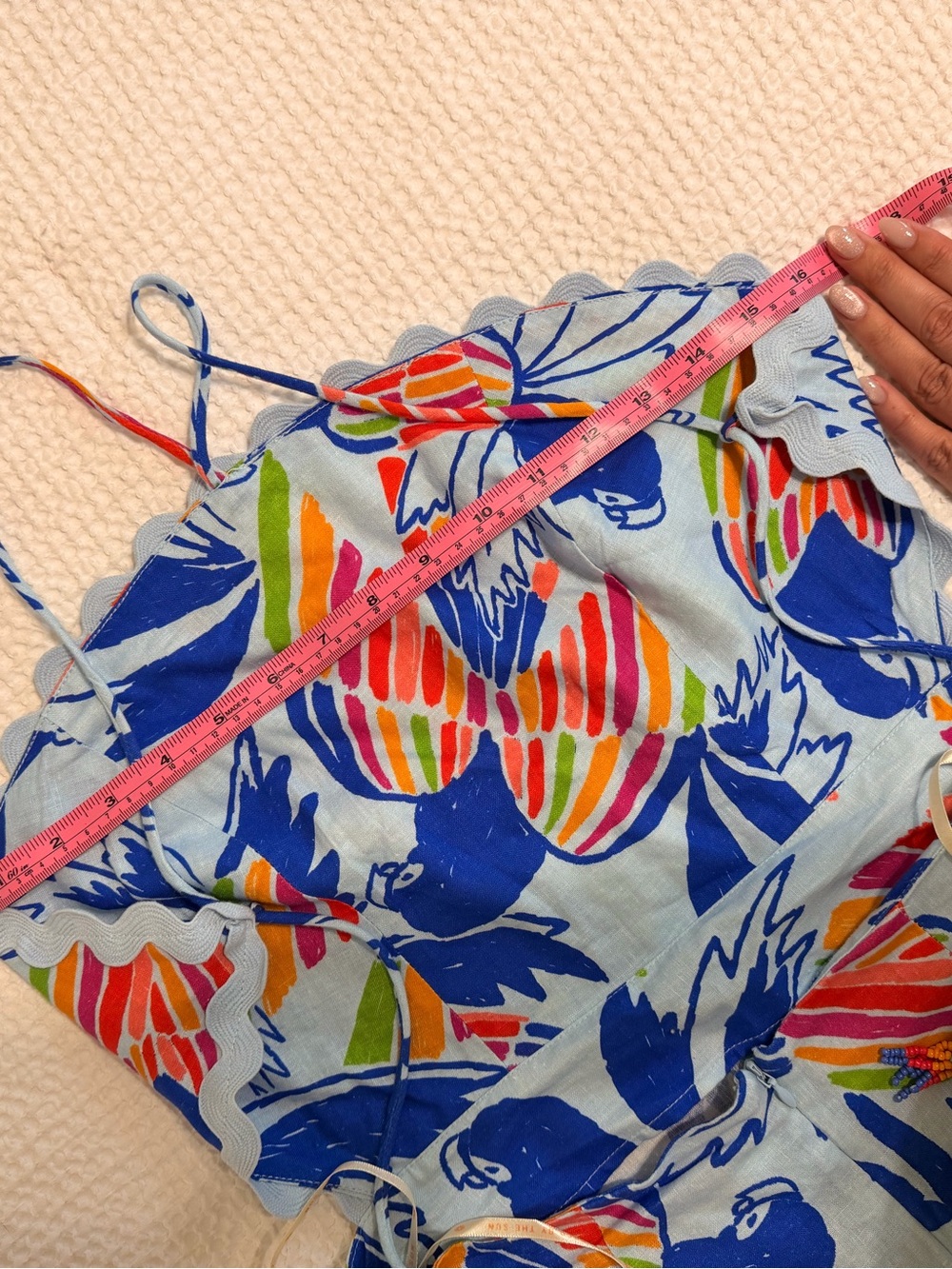 FARM Rio Blue Tropical Midi Dress with Multicolor Leaf Print - Picture 4 of 5